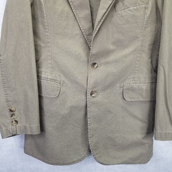 LL Bean Sport Coat Mens 40R Khaki Safari 2 Button Cotton Unlined Blazer Jacket - Picture 4 of 16